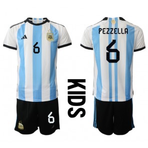 Argentina German Pezzella #6 babykläder Hemmatröja barn VM 2022 Korta ärmar (+ Korta byxor)
